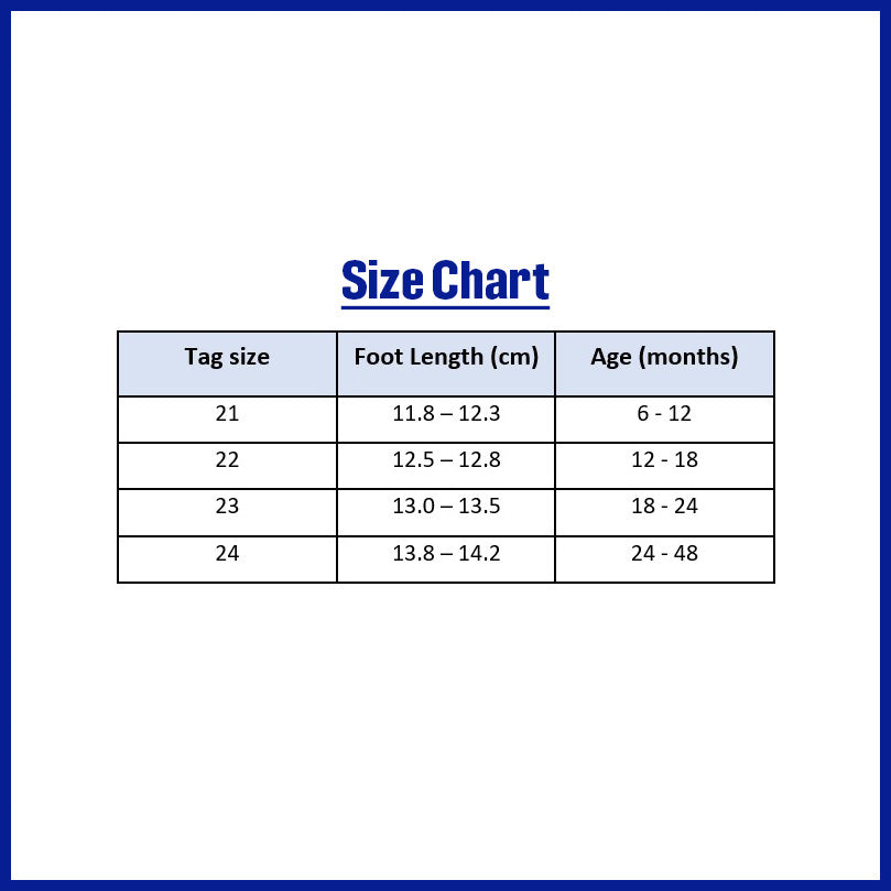 Baby Shoe Size Chart