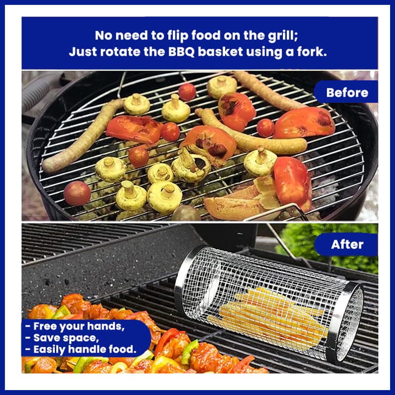 Before & After Stainless Grill Basket