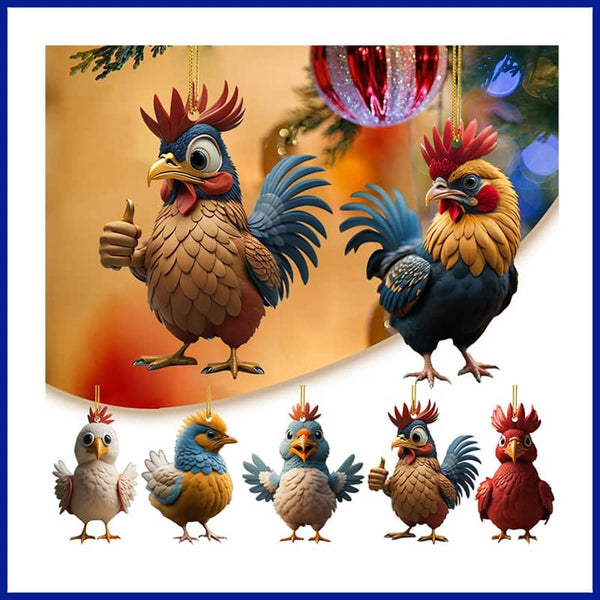 Festive Rooster Ornaments
