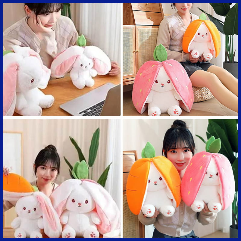 Girl holding her Bunny Plushies