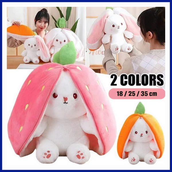Reversible bunny plushies, two colors