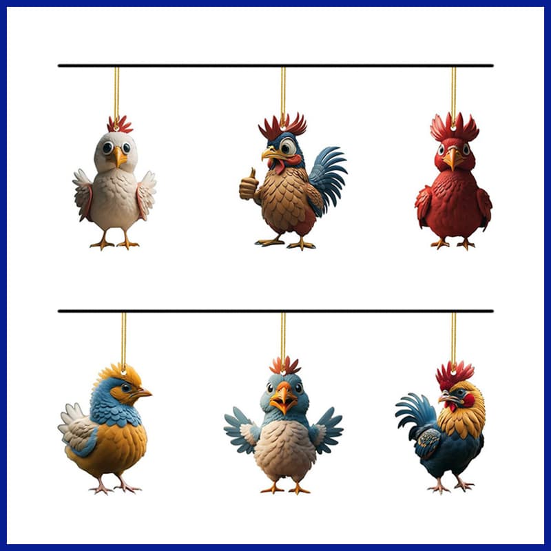 Six Styles Rooster Ornaments