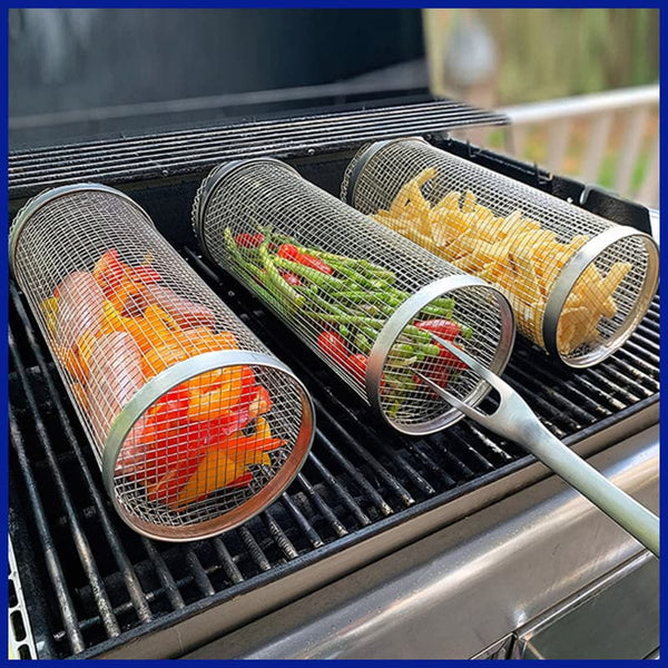 Three Stainless BBQ Grilling Basket