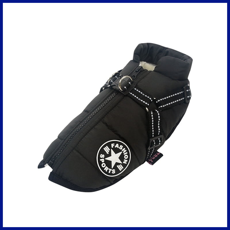 Stylish black waterproof dog vest