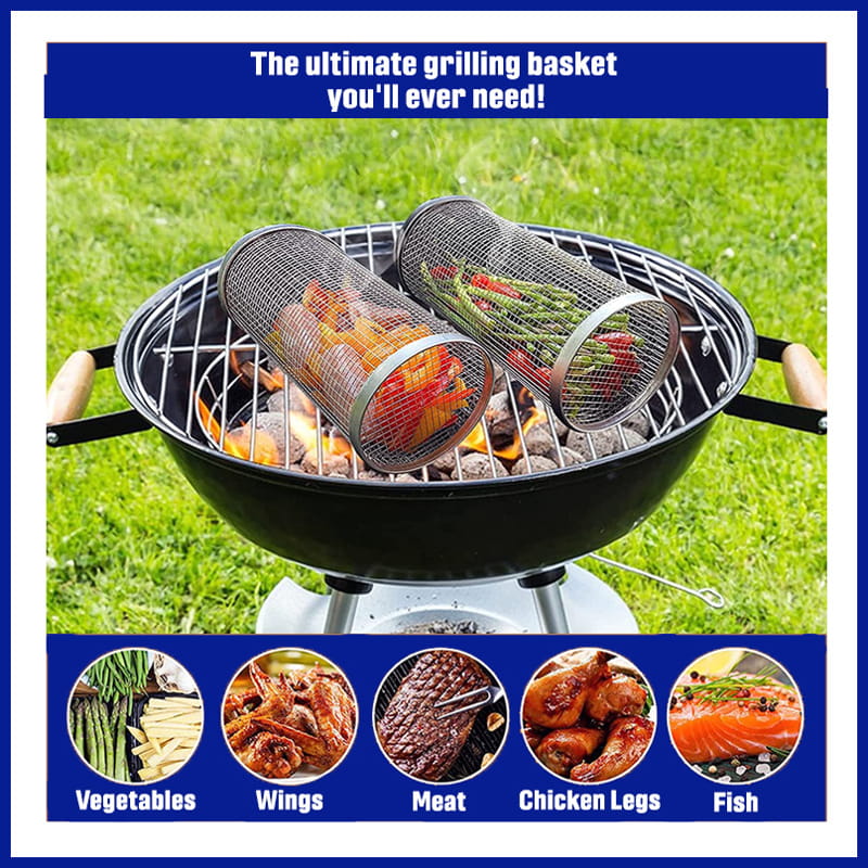 Versatile Grilling Basket: vegetables, meat, fish,  wings