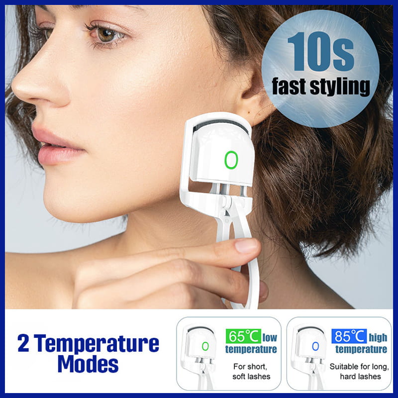 Woman using Eyelash Curler's 2 Temperature Modes