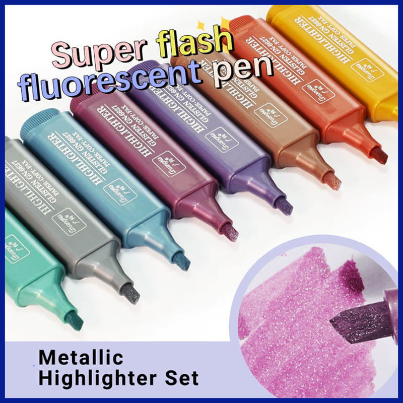 Eight Glitter Marker Color Spectrum