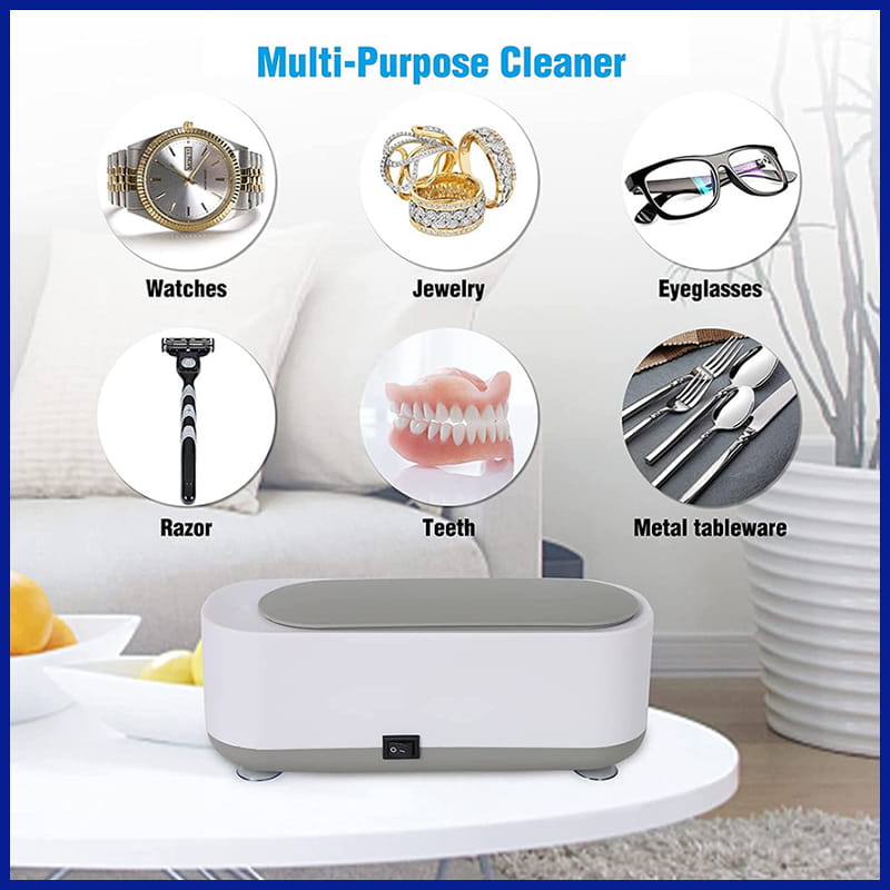 Portable Ultrasonic Cleaner: Tableware, Watches, Jewelry, Eyeglasses